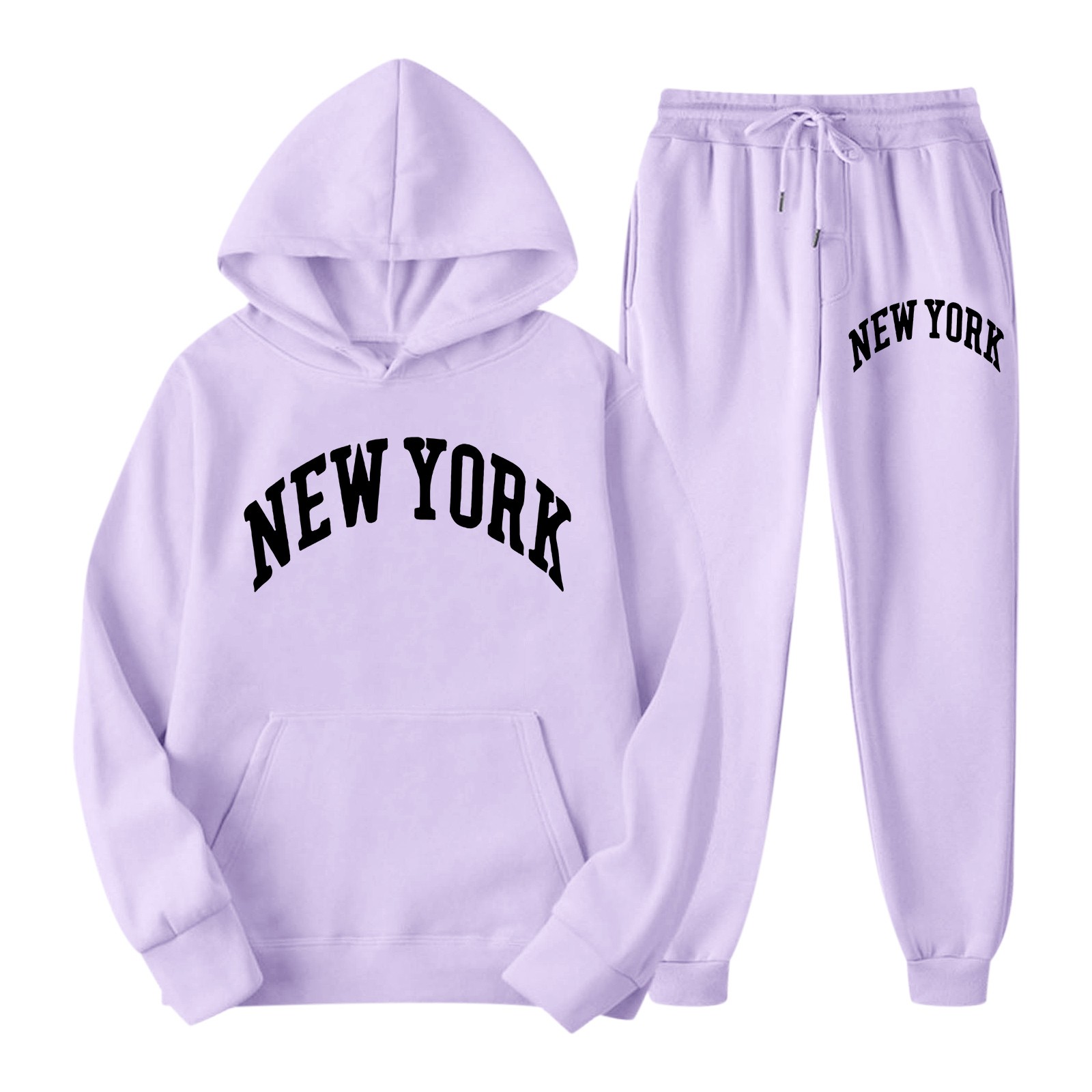 thumbnail image 4 of Conjunto de sudadera y pantalones cargo de 2 piezas para mujer - Mezcla de poliéster y algodón, sudadera con capucha oversize, ropa de estar por casa para otoño/invierno, 4 of 4